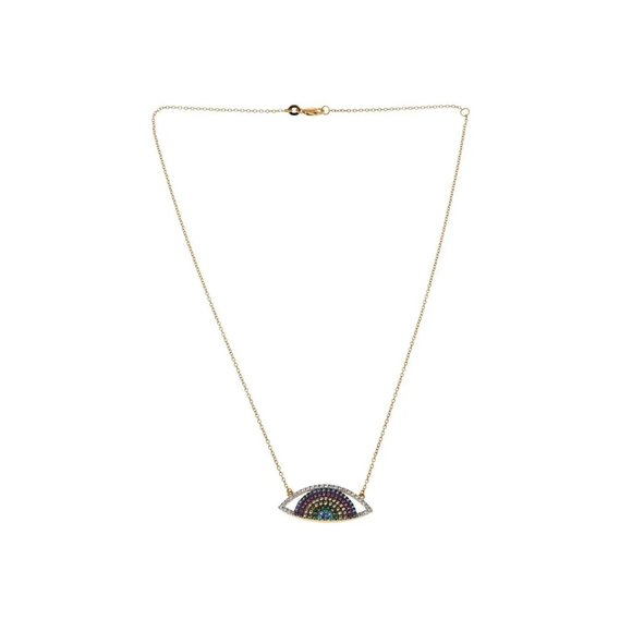 Gem Treasures Sterling Silver 0.25ctw Sapphire & Zircon Evil Eye Necklace